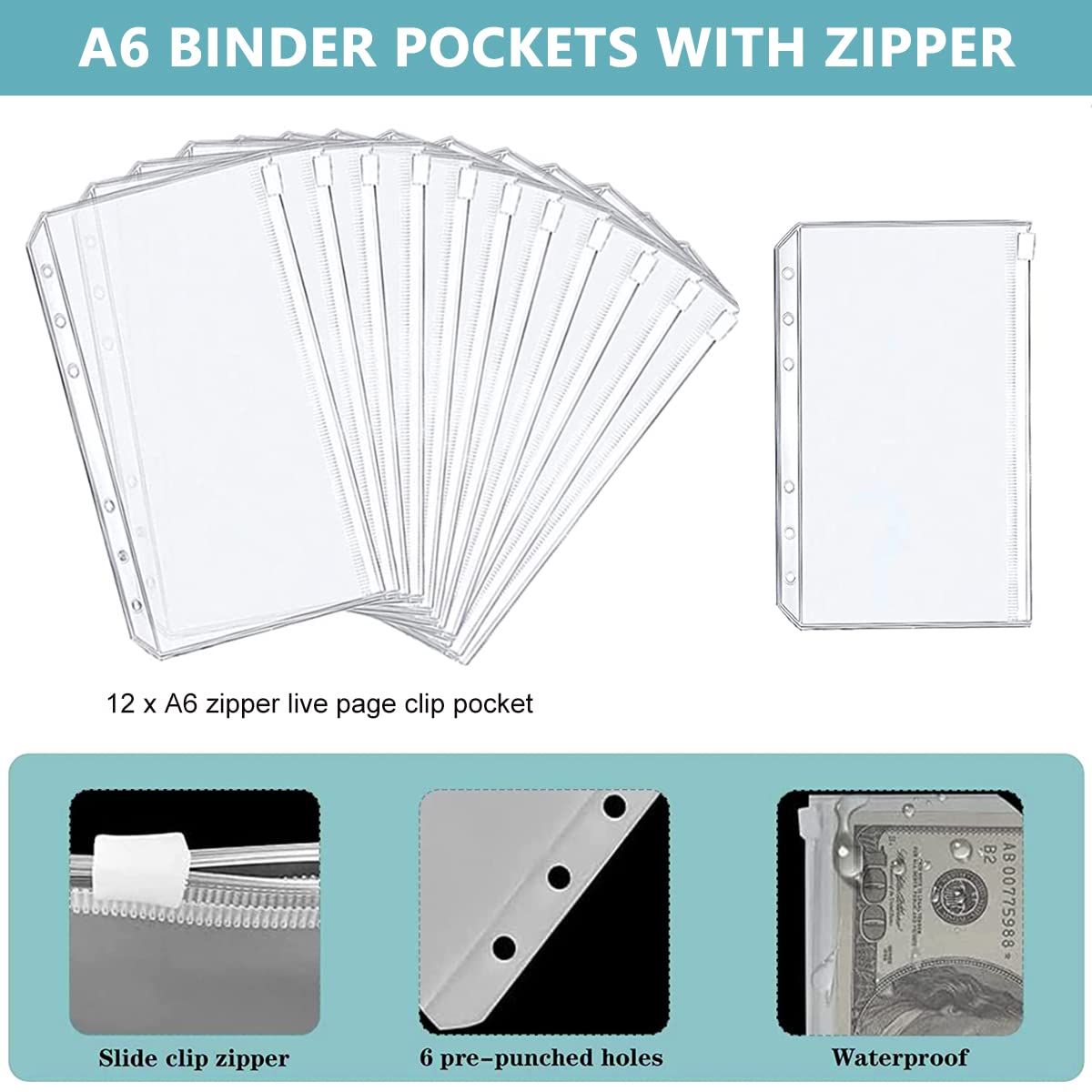 HASTHIP File Folder Ring Binder Notebook Set, A6 PU Leather Binder Clip with 12 Envelopes, 12 Budget Sheets, 2 Label Stickers, 1 Ruler, Ring Binder Clip Stationery Supplies (Blue) HASTHIP File Folder Ring Binder Notebook Set, A6 PU Leather Binder Clip with 12 Envelopes, 12 Budget Sheets, 2 Label Stickers, 1 Ruler, Ring Binder Clip Stationery Supplies (Blue)
